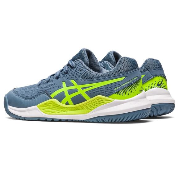 ASICS Gel-Resolution 9 Grade School Shoe, Steel blue /Hazard Green 7 M Big Kid main image 6